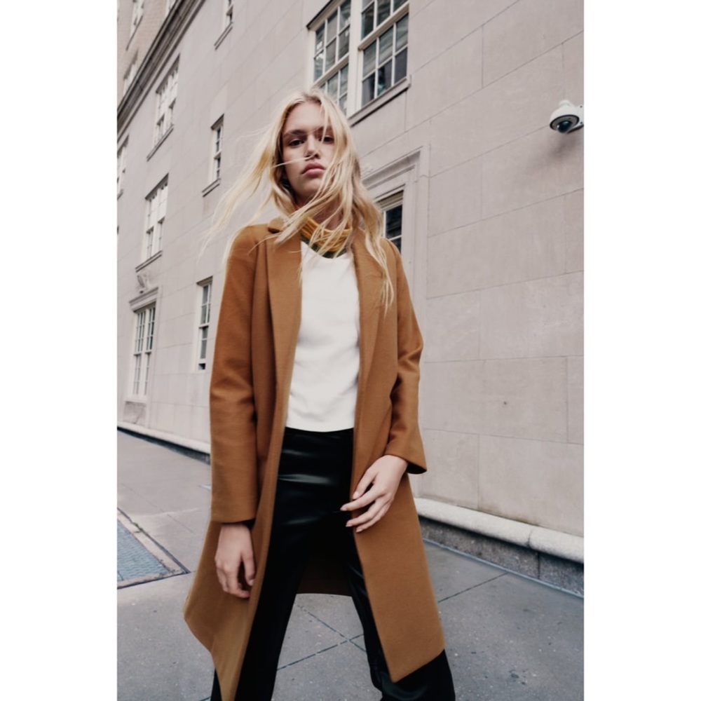 COPY - Zara Open front coat with lapel collar and long sleeves. S size